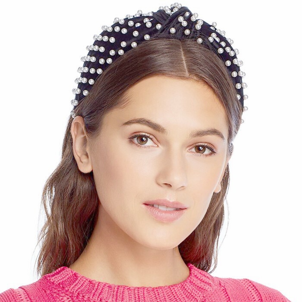 Lele Sadoughi Sapphire Velvet Knotted Headband